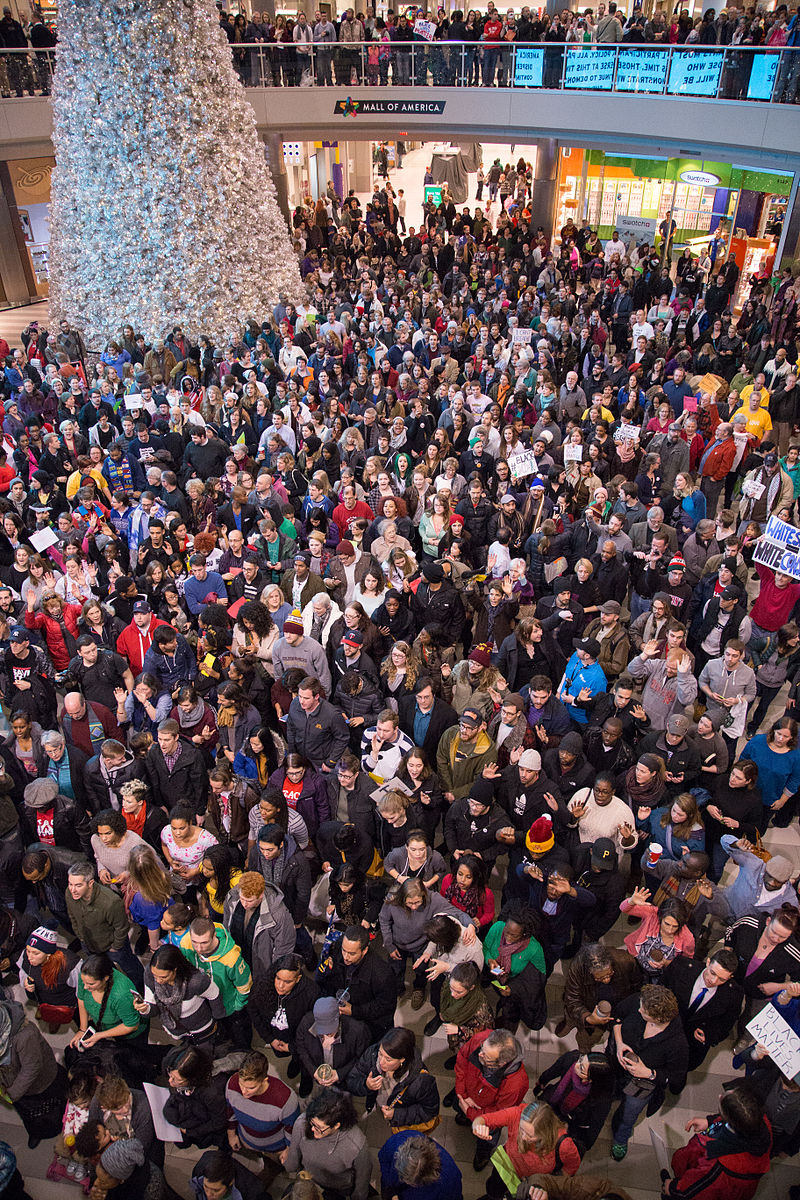 "Black Lives Matter protest, Mall of America, December 2014" by Nicholas Upton.